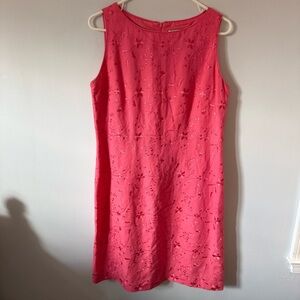Jessica Howard Linen Blend‎ Dress Pink Floral Embroidered Size 14